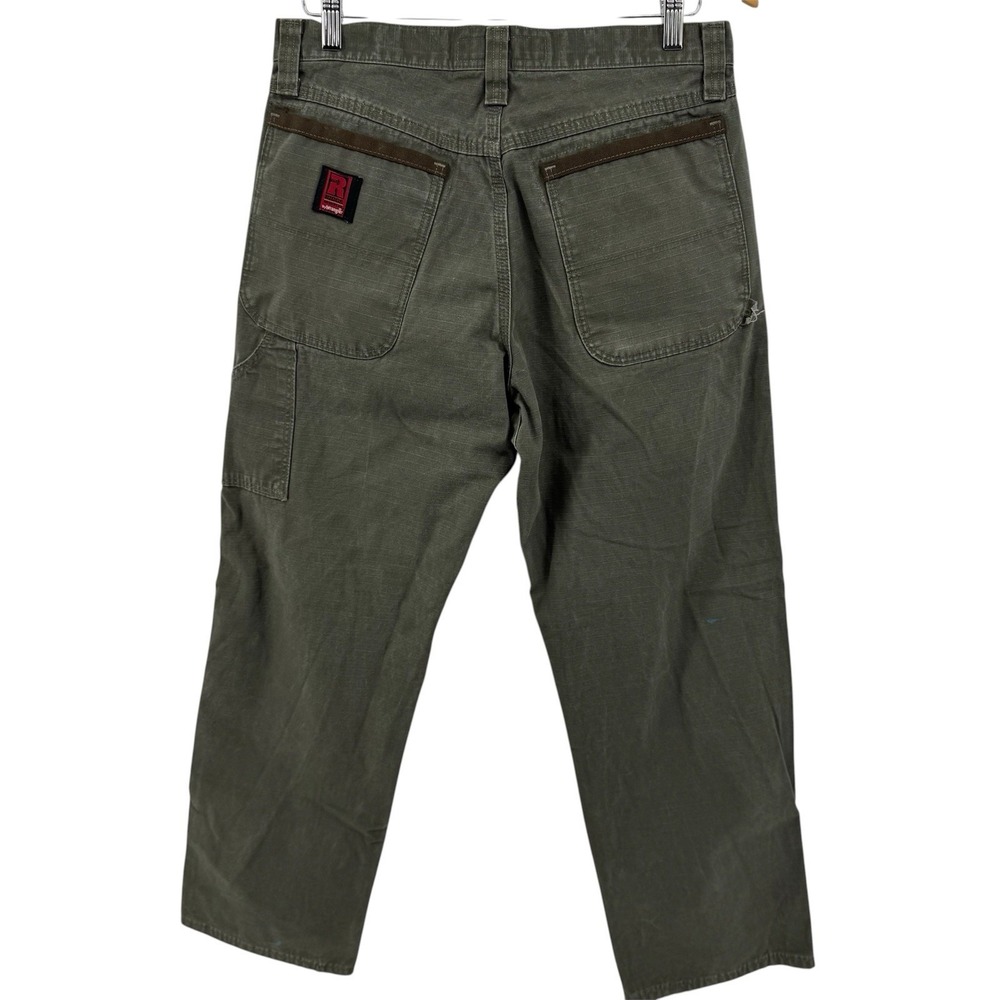 Men's Olive Wrangler Ripstop Cargo Pants Drab Vintage Military Style 31x29